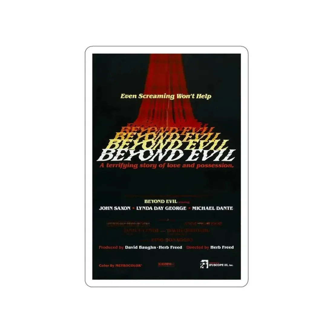 BEYOND EVIL (TEASER) 1980 Movie Poster STICKER Vinyl Die-Cut Decal - The Sticker Space