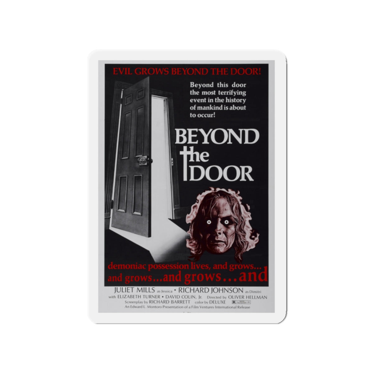 BEYOND THE DOOR 1974 Movie Poster - Die-Cut Magnet-2" x 2"-The Sticker Space