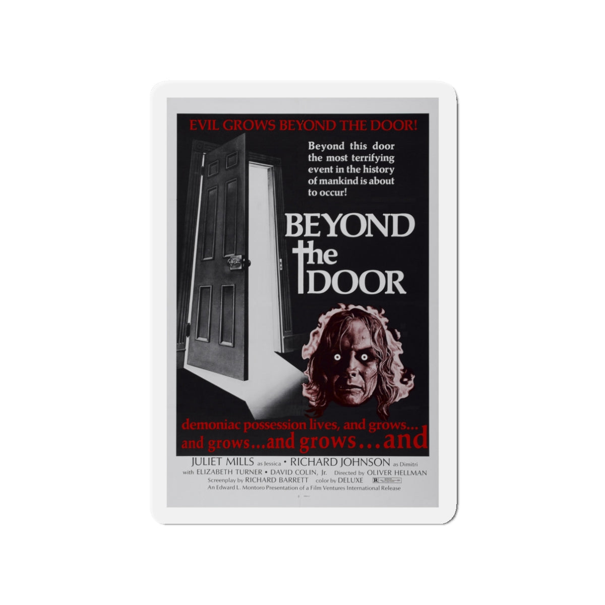 BEYOND THE DOOR 1974 Movie Poster - Die-Cut Magnet-3" x 3"-The Sticker Space