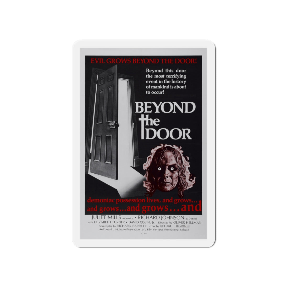 BEYOND THE DOOR 1974 Movie Poster - Die-Cut Magnet-4" x 4"-The Sticker Space