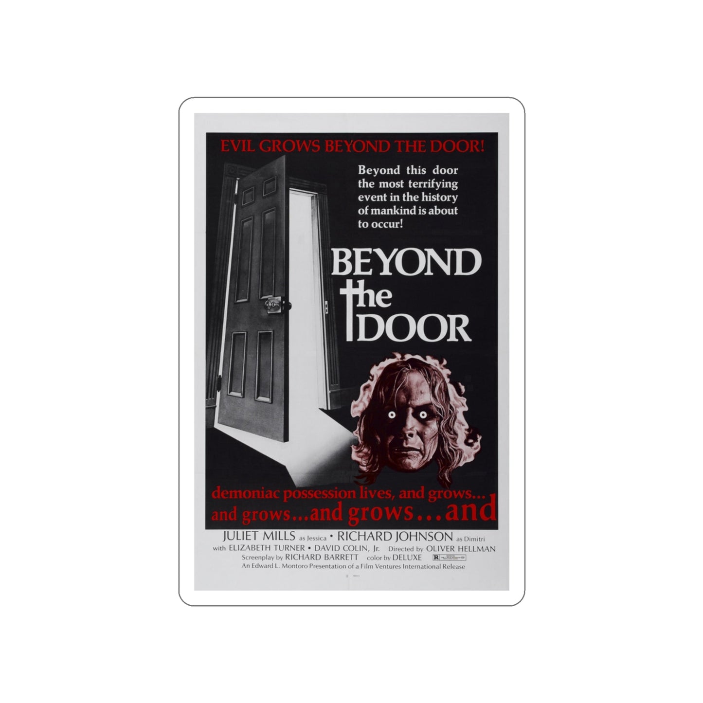 BEYOND THE DOOR 1974 Movie Poster STICKER Vinyl Die-Cut Decal-3 Inch-The Sticker Space