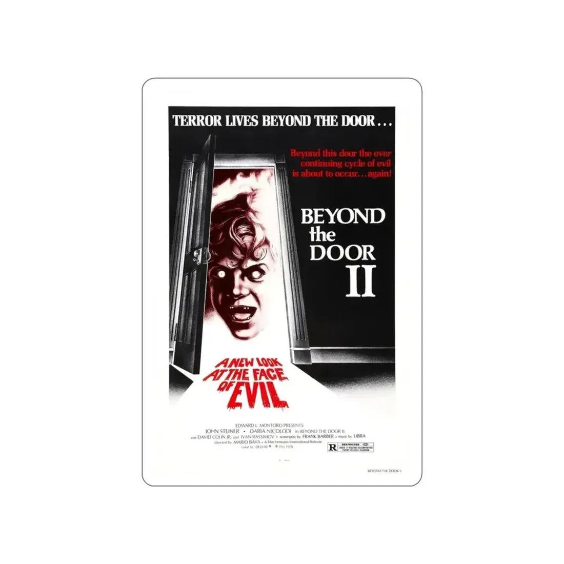 BEYOND THE DOOR II aka SHOCK 1977 Movie Poster STICKER Vinyl Die-Cut Decal - The Sticker Space