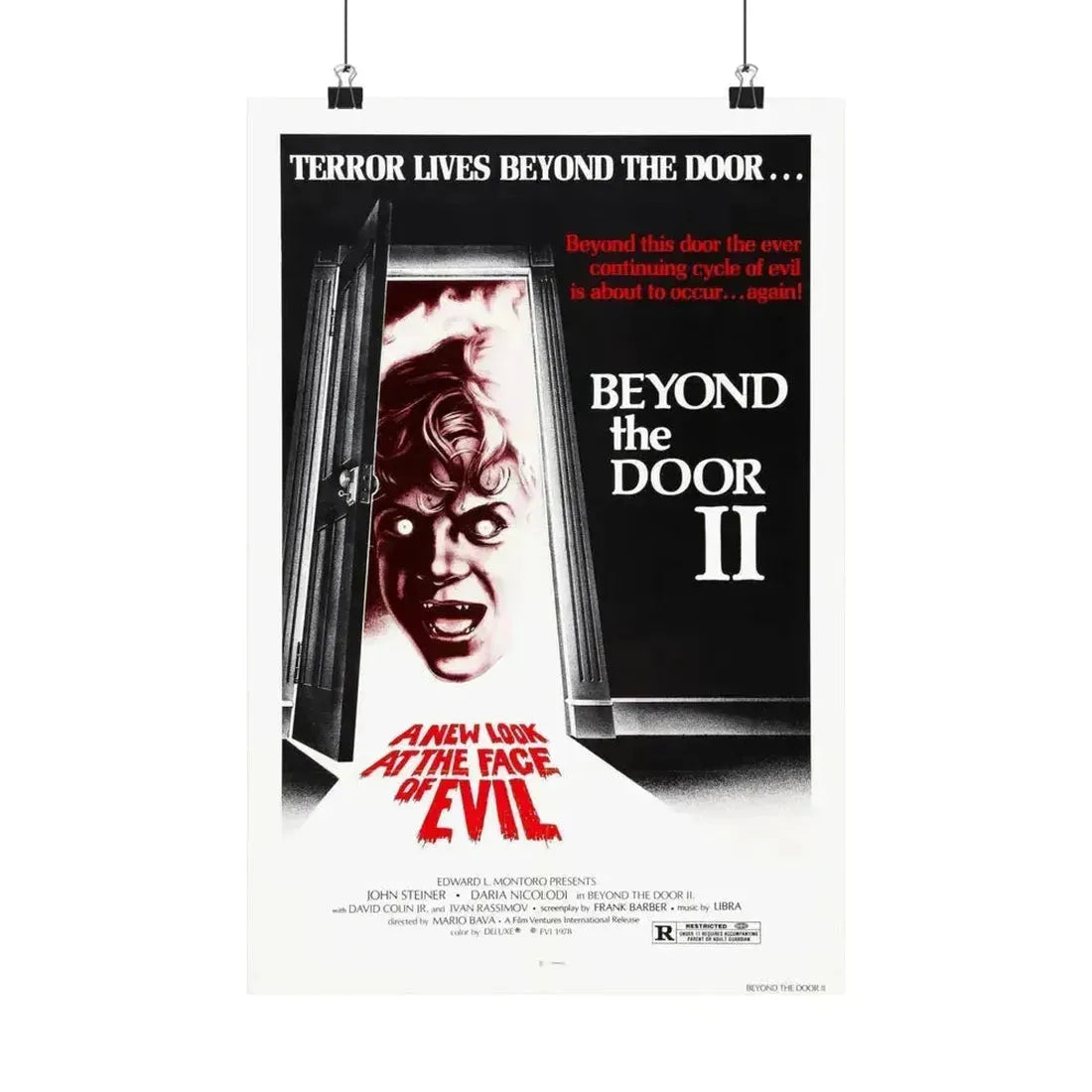 BEYOND THE DOOR II aka SHOCK 1977 - Paper Movie Poster 12″ x 18″ Matte - The Sticker Space