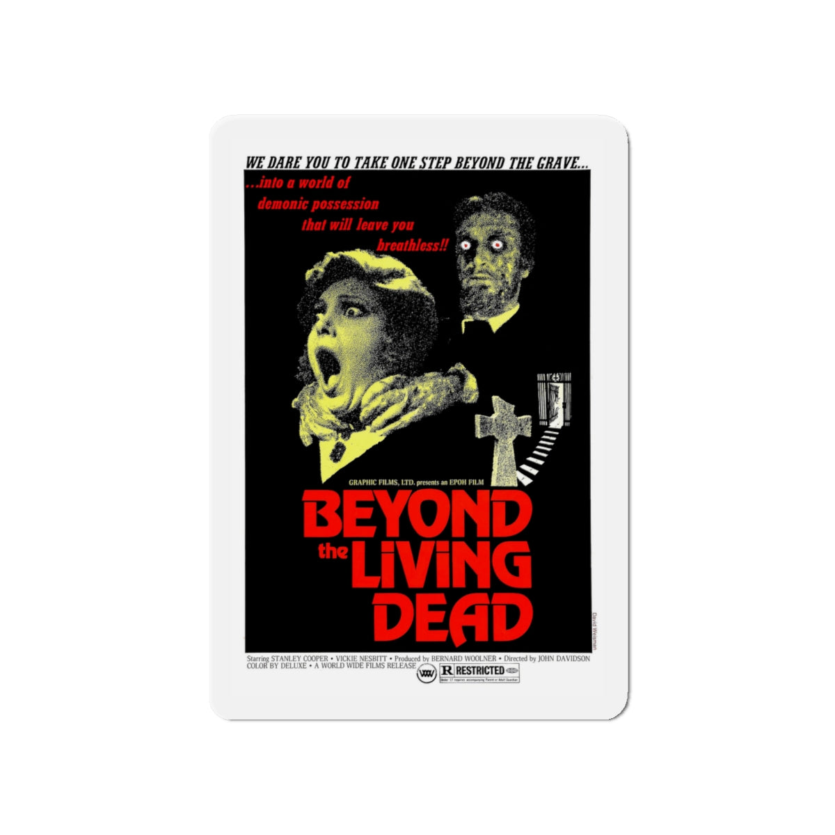 BEYOND THE LIVING DEAD (THE HANGING WOMAN) 1973 Movie Poster - Die-Cut Magnet-4" x 4"-The Sticker Space