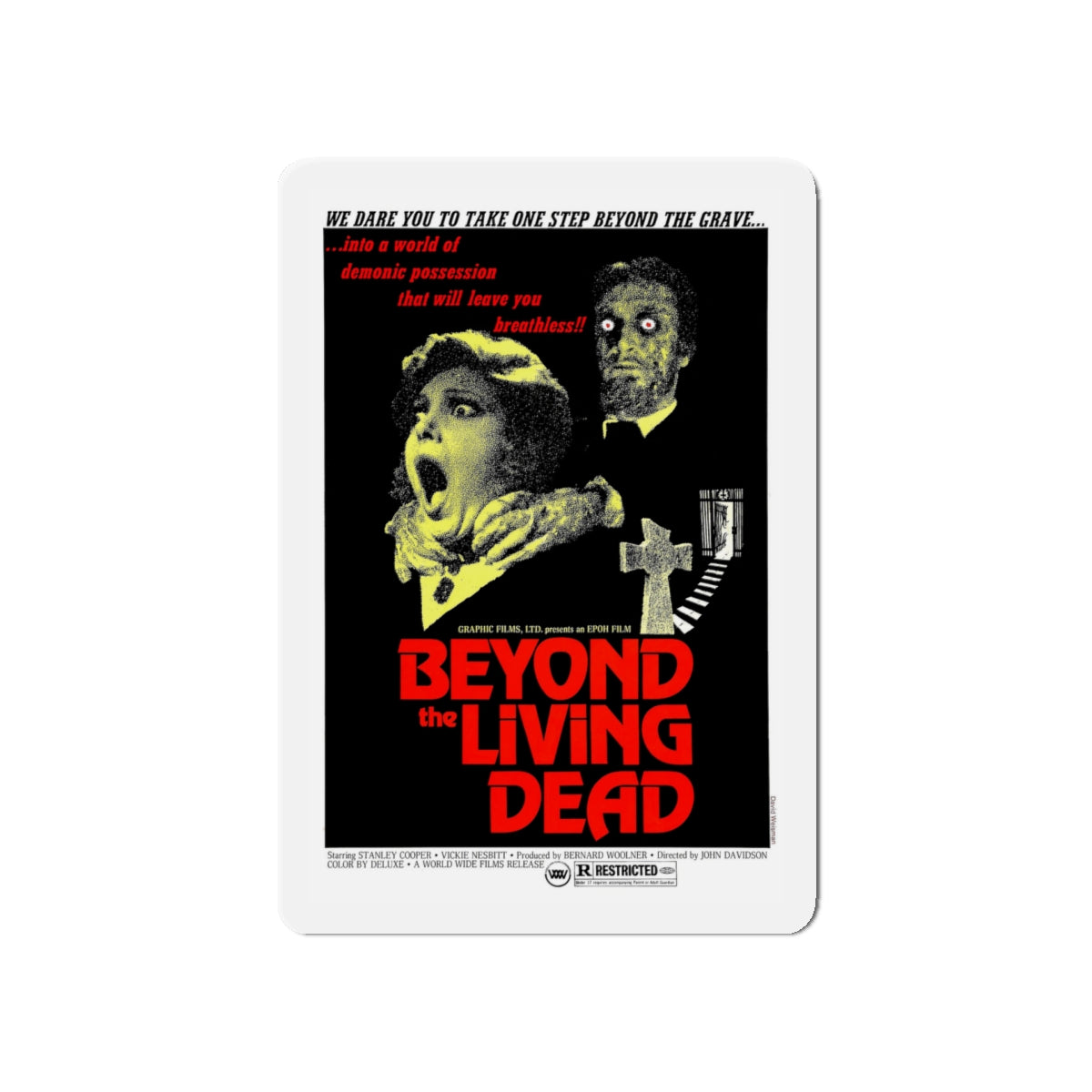 BEYOND THE LIVING DEAD (THE HANGING WOMAN) 1973 Movie Poster - Die-Cut Magnet-5" x 5"-The Sticker Space