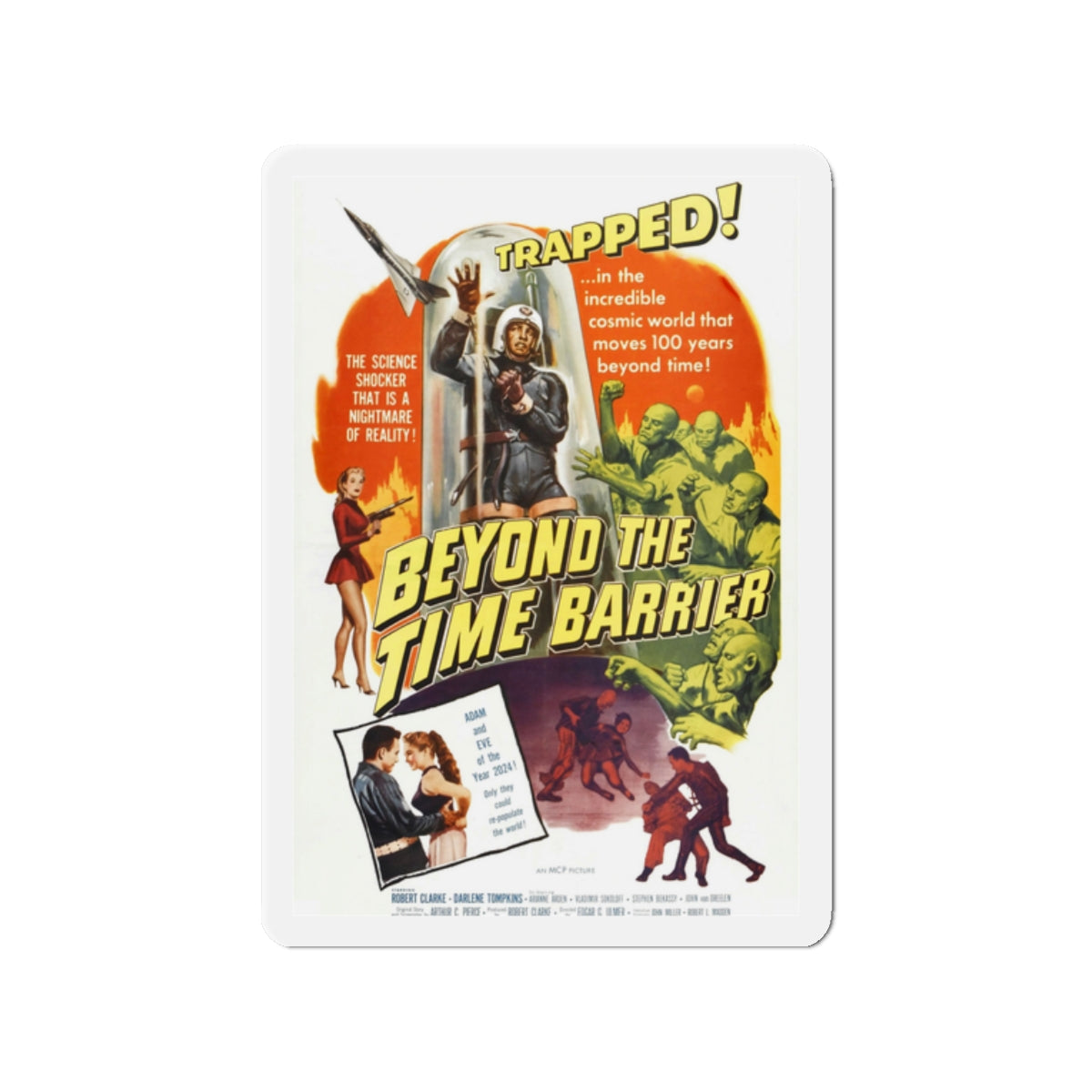 BEYOND THE TIME BARRIER 1960 Movie Poster - Die-Cut Magnet-2" x 2"-The Sticker Space