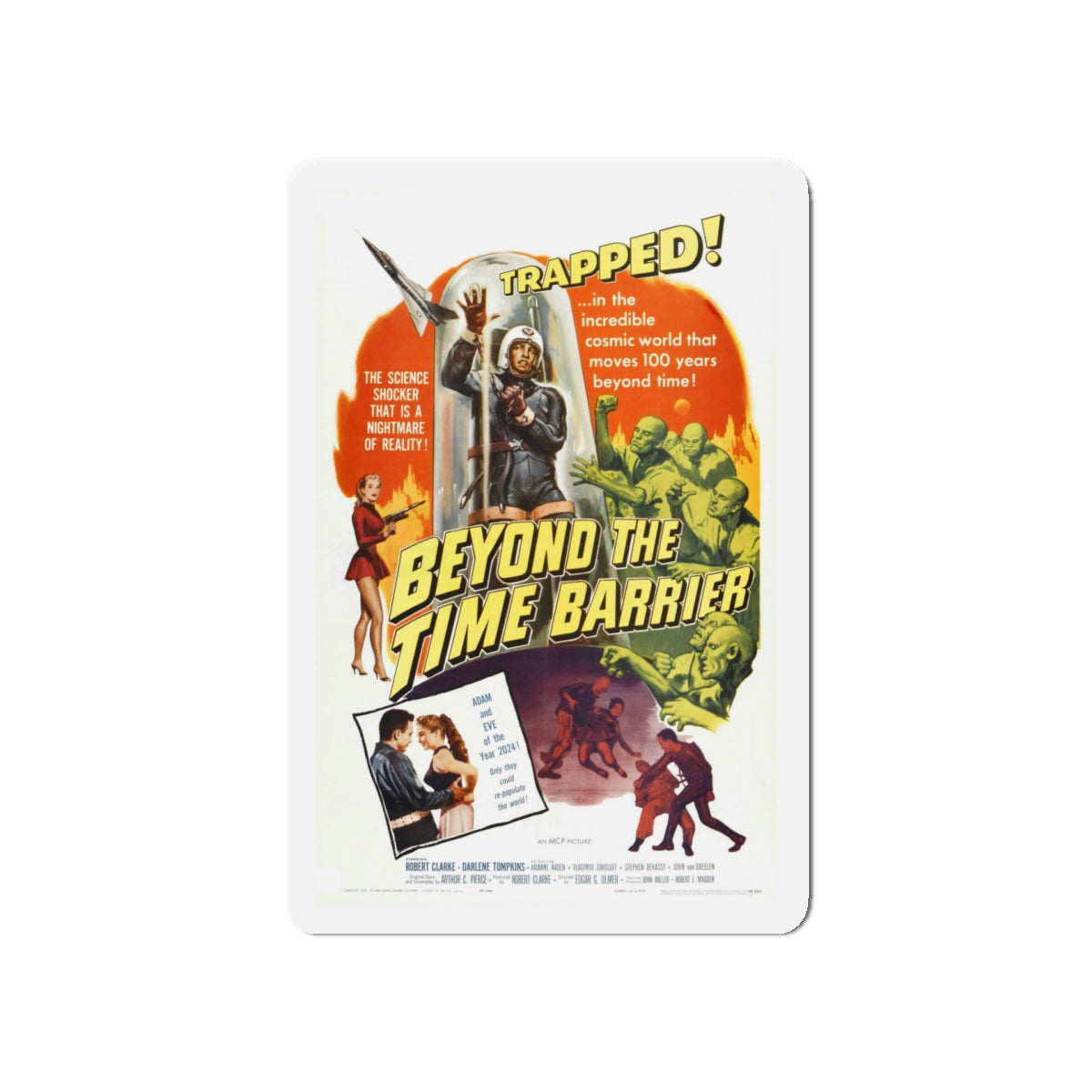 BEYOND THE TIME BARRIER 1960 Movie Poster - Die-Cut Magnet-5" x 5"-The Sticker Space