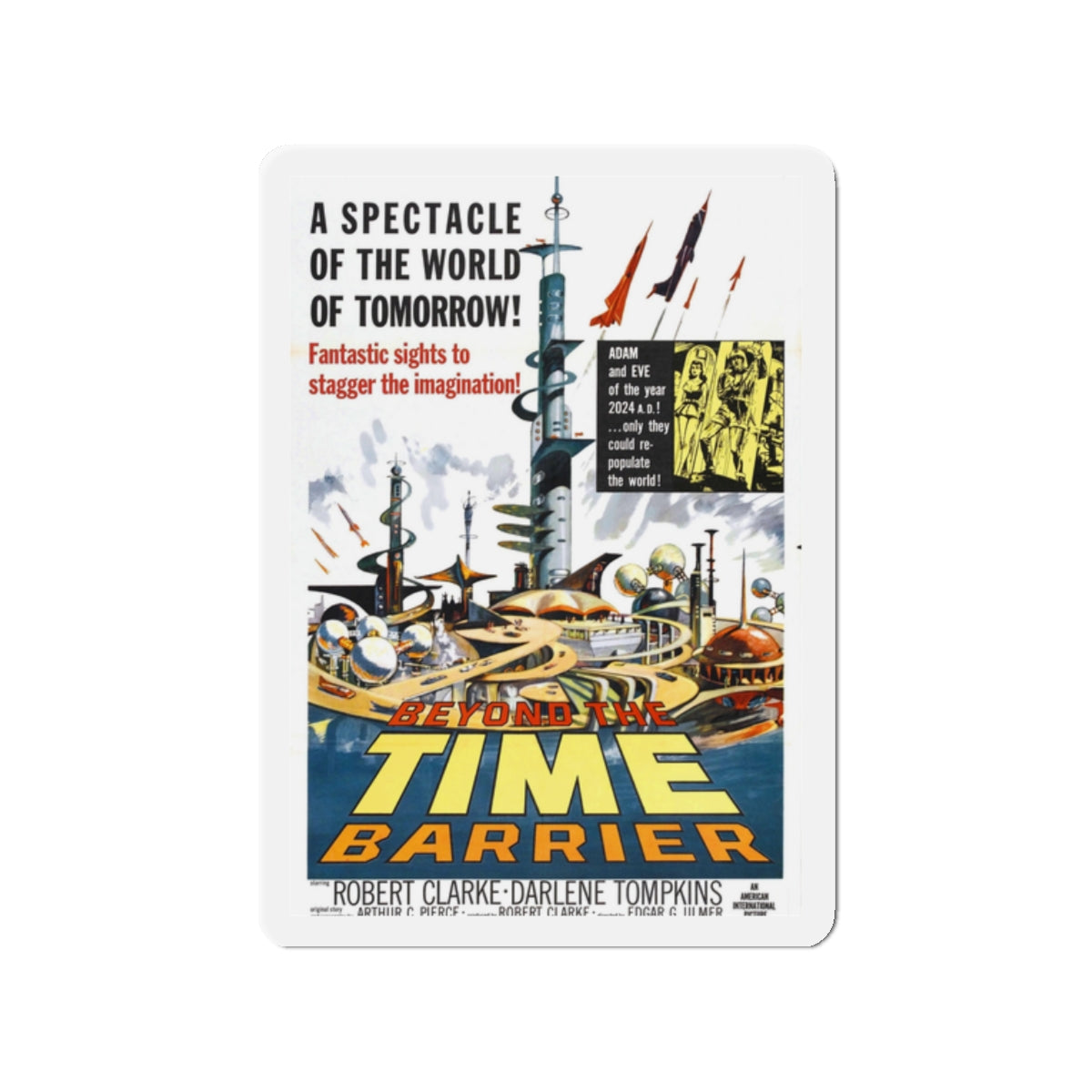 BEYOND THE TIME BARRIER (2) 1960 Movie Poster - Die-Cut Magnet-2" x 2"-The Sticker Space