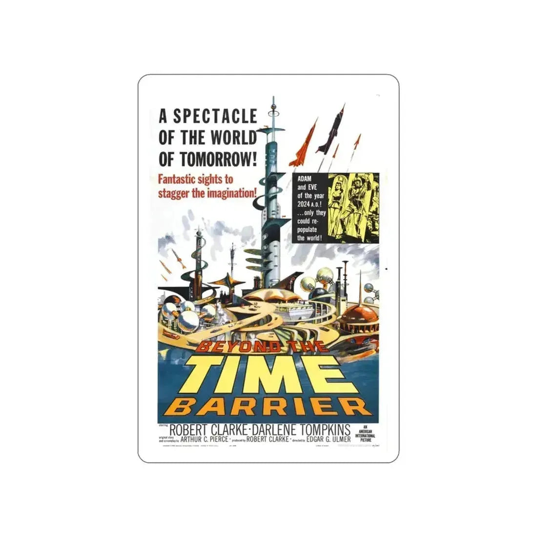 BEYOND THE TIME BARRIER (2) 1960 Movie Poster STICKER Vinyl Die-Cut Decal 3 Inch - The Sticker Space