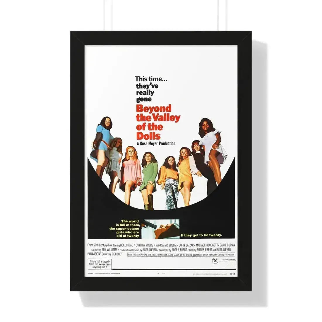 BEYOND THE VALLEY OF THE DOLLS 1970 - Framed Movie Poster 16″ x 24″ Black - The Sticker Space