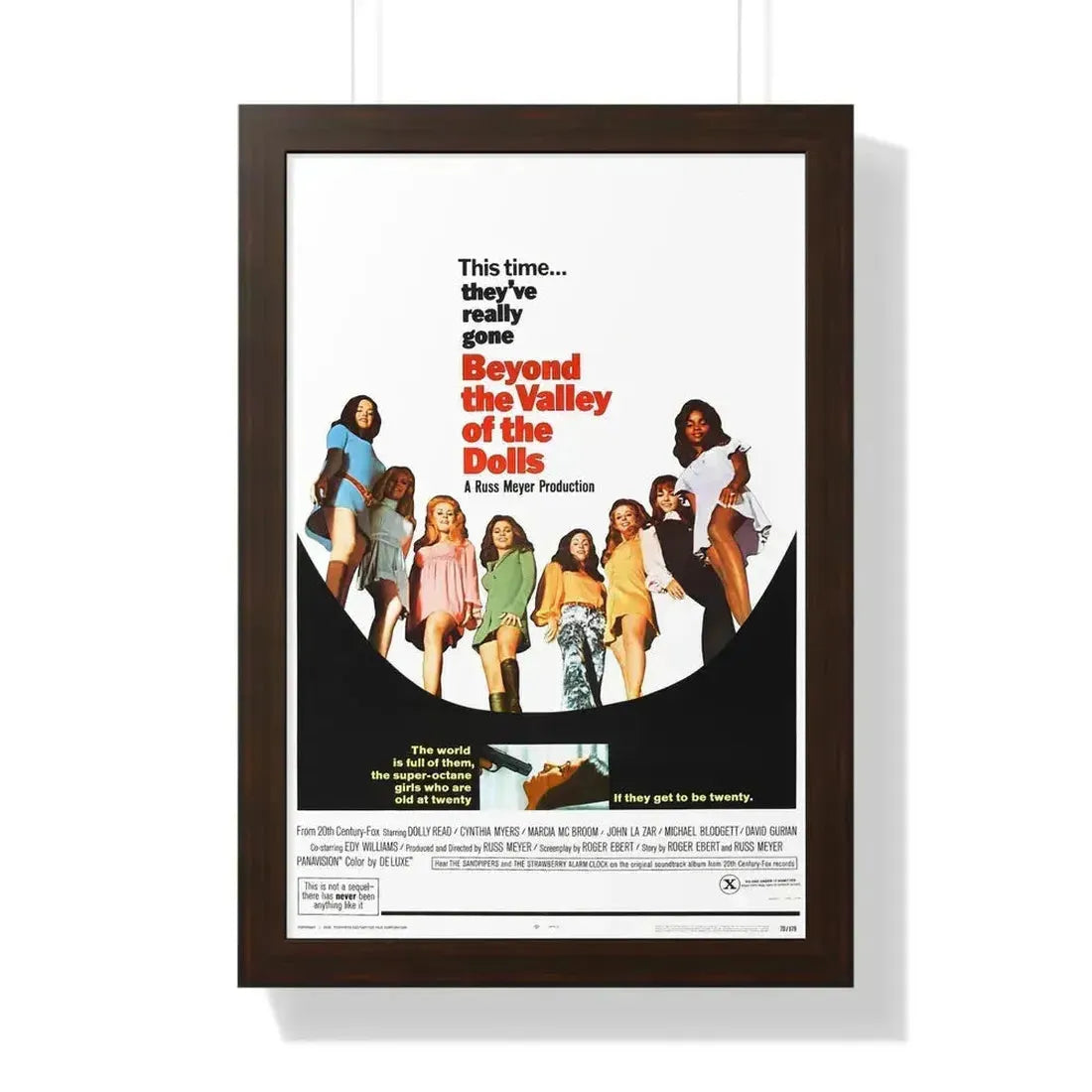 BEYOND THE VALLEY OF THE DOLLS 1970 - Framed Movie Poster 16″ x 24″ Walnut - The Sticker Space
