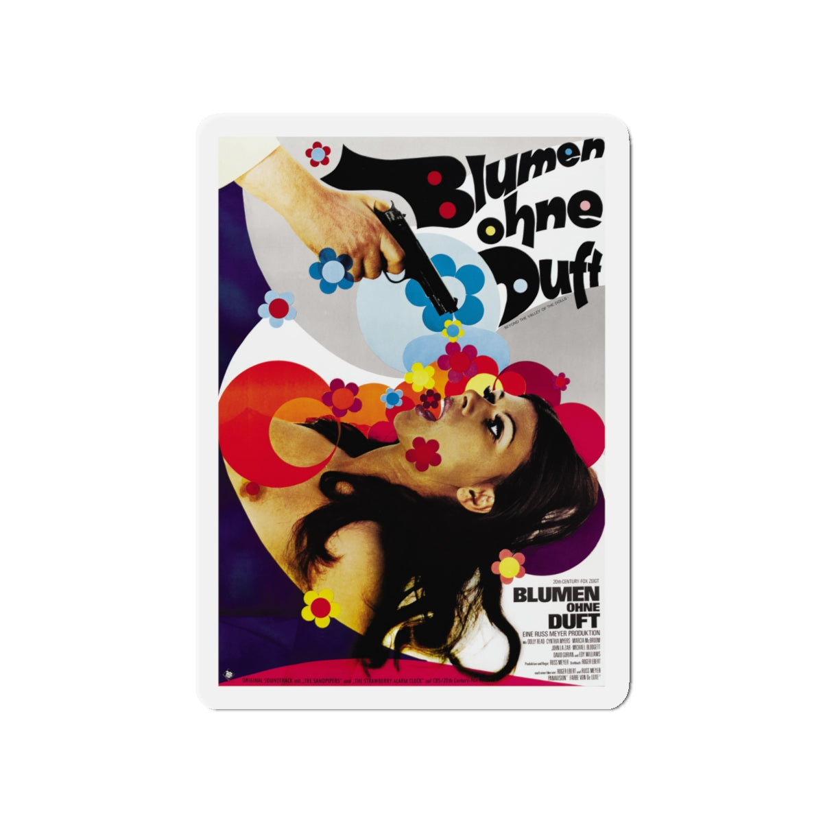 BEYOND THE VALLEY OF THE DOLLS (GERMAN) 1970 Movie Poster - Die-Cut Magnet-4" x 4"-The Sticker Space