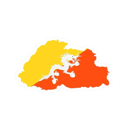 Bhutan Map Flag (Bhutan) STICKER Vinyl Kiss-Cut Decal 2 Inch White - The Sticker Space
