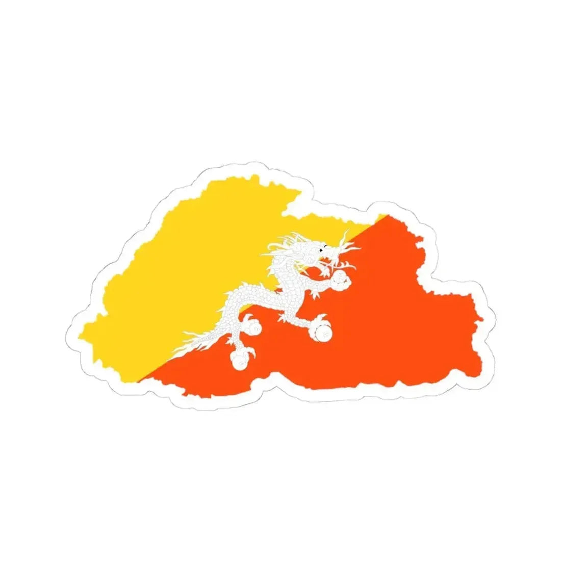 Bhutan Map Flag (Bhutan) STICKER Vinyl Kiss-Cut Decal 4 Inch White - The Sticker Space