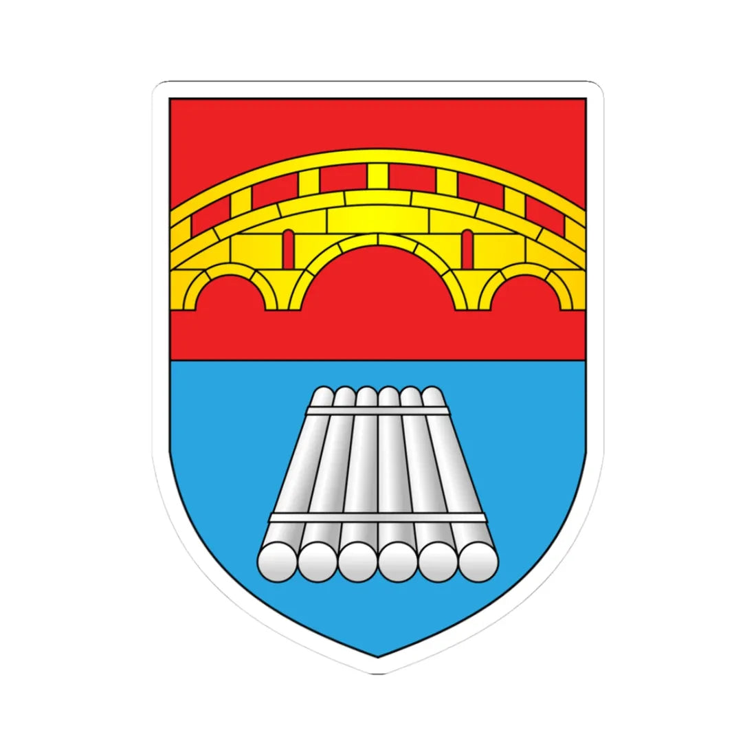 BIA Mosty COA (Belarus) (Coat of Arms) STICKER Vinyl Kiss-Cut Decal 3 Inch White - The Sticker Space