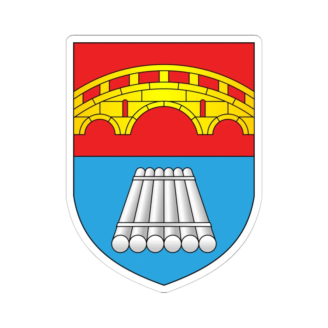 BIA Mosty COA (Belarus) (Coat of Arms) STICKER Vinyl Kiss-Cut Decal 6 Inch White - The Sticker Space