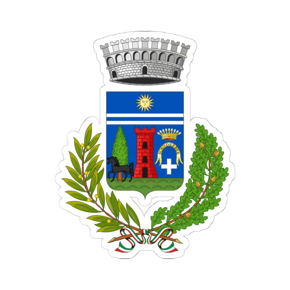 Biancavilla-Stemma (Italy) (Coat of Arms) STICKER Vinyl Kiss-Cut Decal 6 Inch White - The Sticker Space