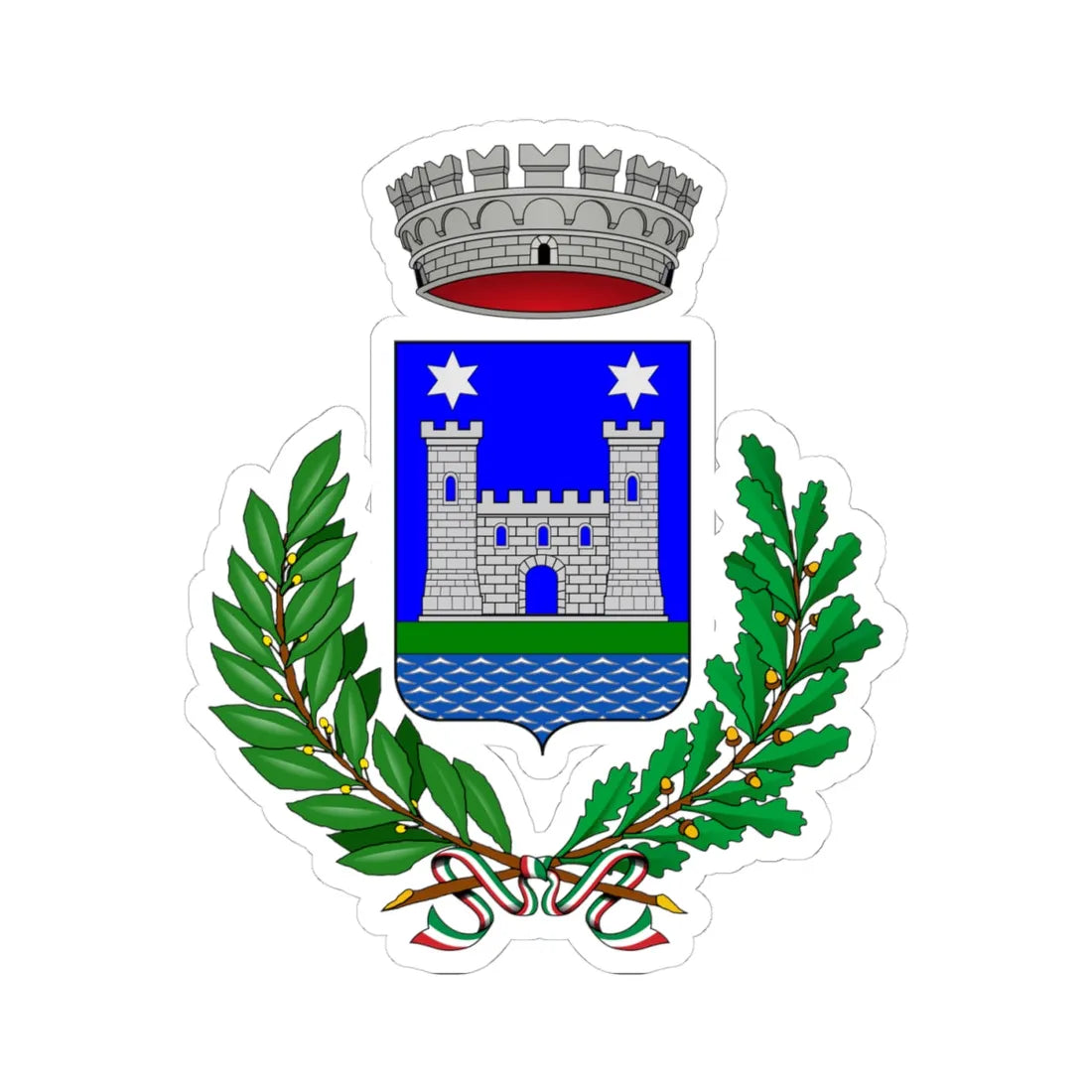 Biandronno-Stemma (Italy) (Coat of Arms) STICKER Vinyl Kiss-Cut Decal 4 Inch White - The Sticker Space