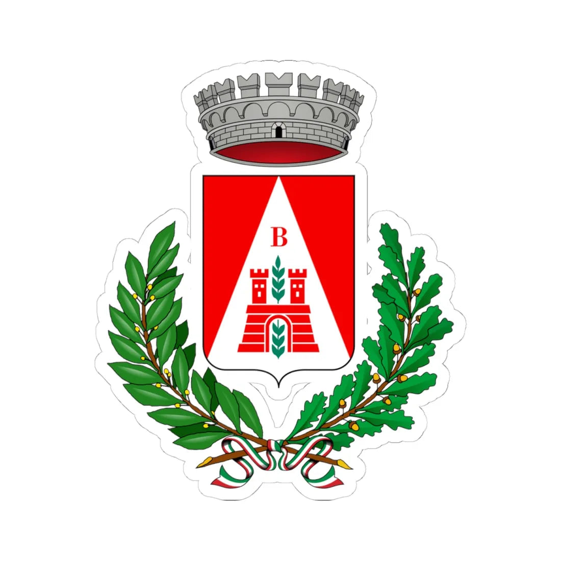 Biassono-Stemma (Italy) (Coat of Arms) STICKER Vinyl Kiss-Cut Decal 4 Inch White - The Sticker Space