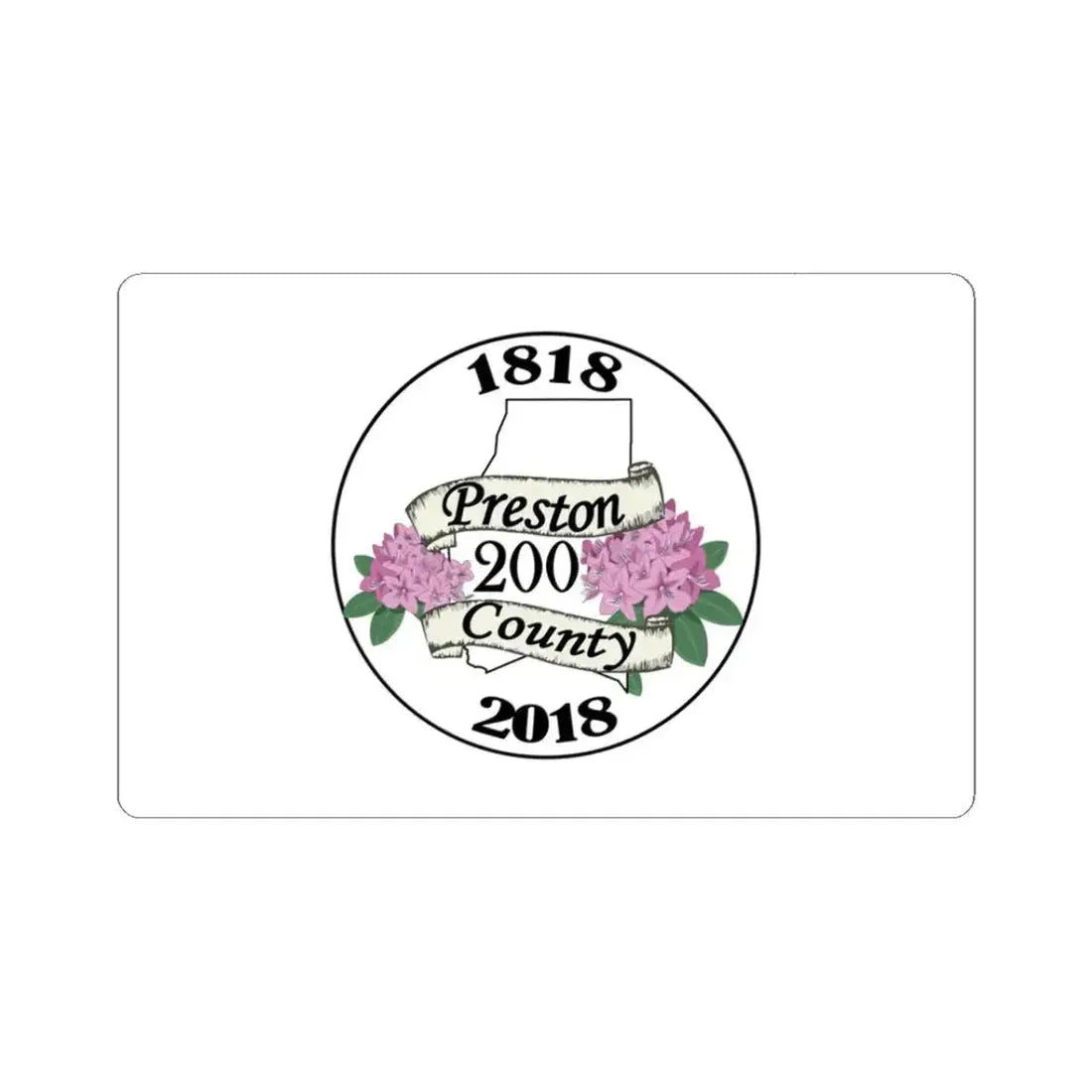 Bicentennial Flag of Preston County West Virginia (United States) STICKER Vinyl Kiss-Cut Decal 3 Inch White - The Sticker Space