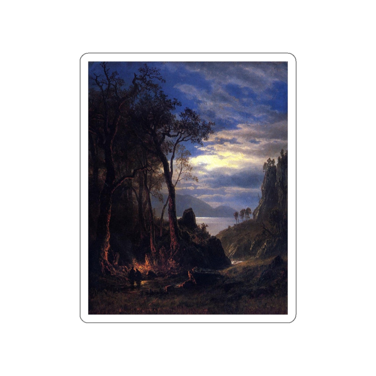 BIERSTADT, Albert - The Campfire (Artwork) STICKER Vinyl Die-Cut Decal-White-The Sticker Space