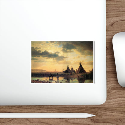 BIERSTADT, Albert - View of Chimney Rock Ogalillalh Sioux Village in Foreground (Artwork) STICKER Vinyl Die-Cut Decal-The Sticker Space