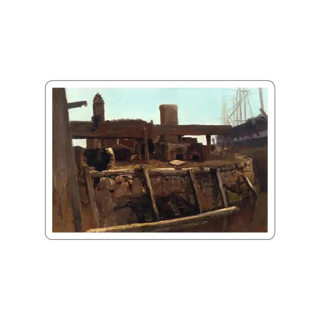 BIERSTADT, Albert - Wharf Scene (Artwork) STICKER Vinyl Die-Cut Decal White Die-Cut 3 Inch - The Sticker Space