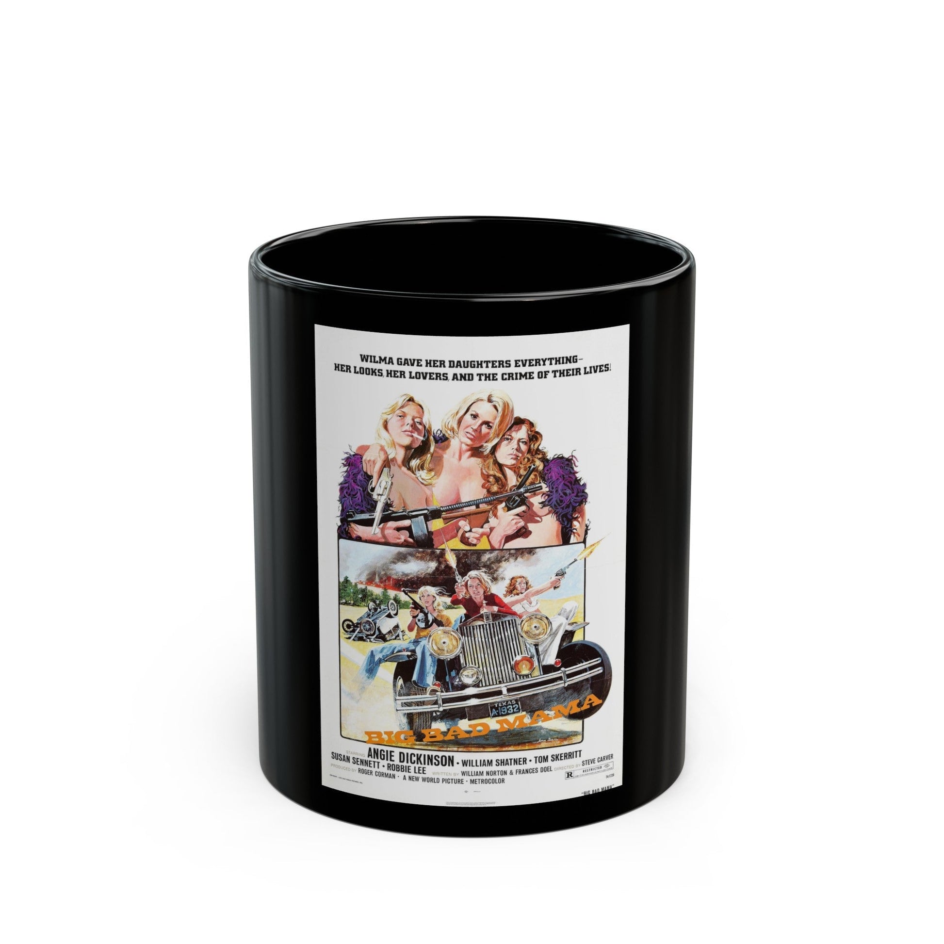 BIG BAD MAMA 1974 Movie Poster - Black Coffee Mug-11oz-The Sticker Space