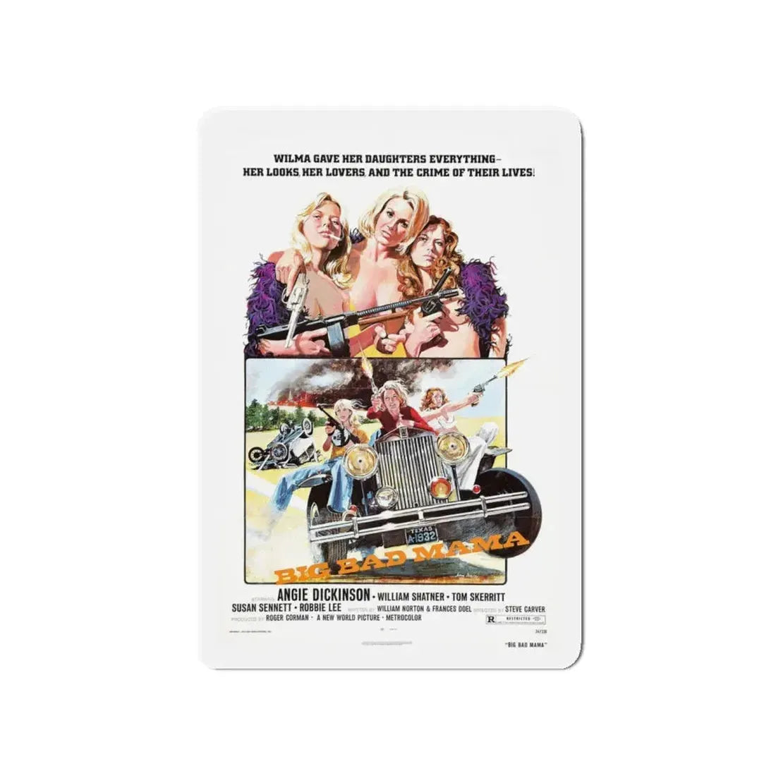 BIG BAD MAMA 1974 Movie Poster - Refrigerator Magnet 4 Inch - The Sticker Space