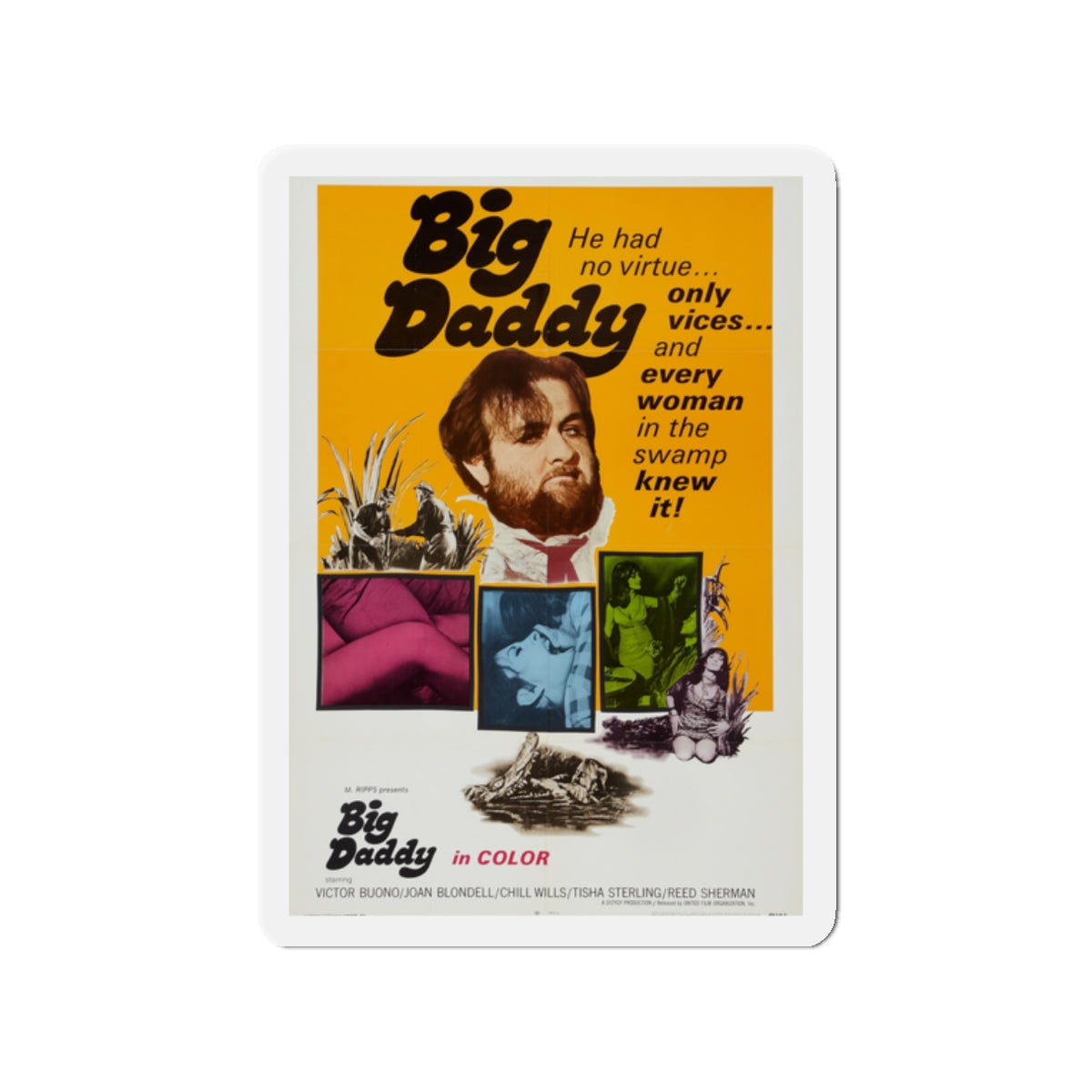 BIG DADDY 1969 Movie Poster - Die-Cut Magnet-2" x 2"-The Sticker Space