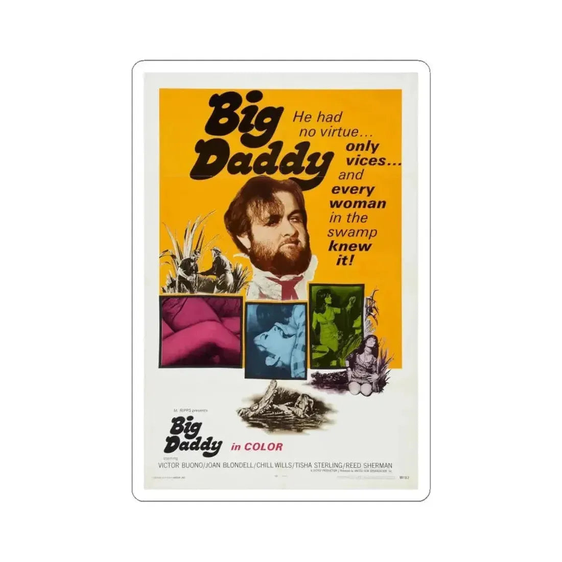 BIG DADDY 1969 Movie Poster - STICKER Vinyl Kiss-Cut Decal 6 Inch White - The Sticker Space