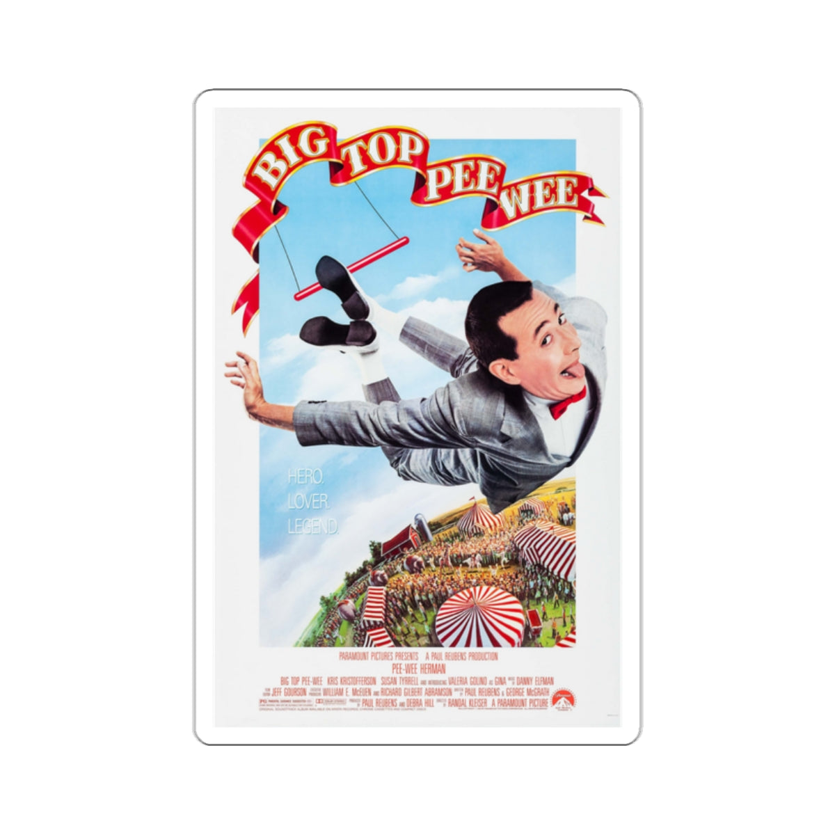 Big Top Pee Wee 1988 Movie Poster STICKER Vinyl Die-Cut Decal-White-The Sticker Space