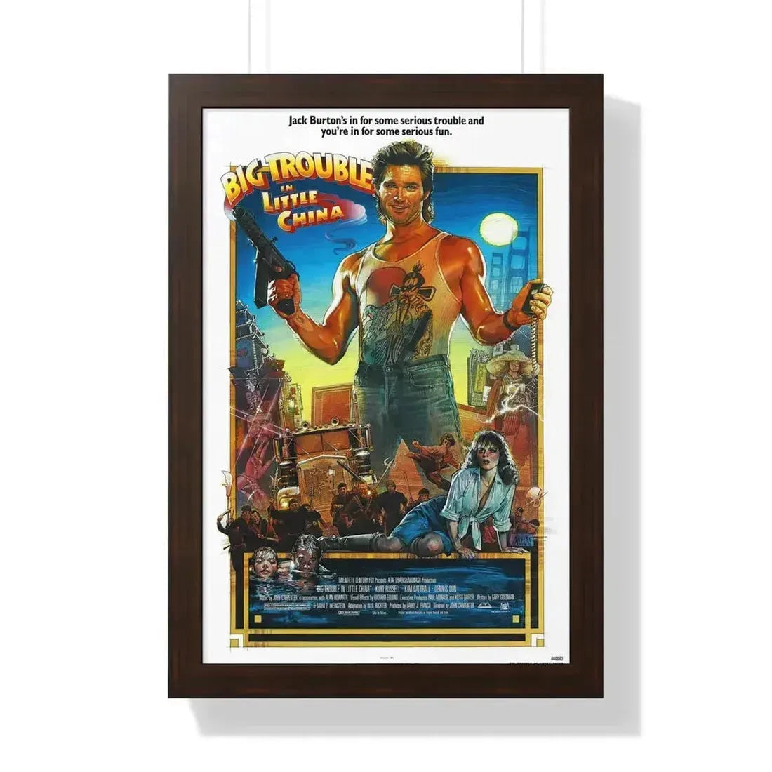 BIG TROUBLE IN LITTLE CHINA (2) 1986 - Framed Movie Poster 16″ x 24″ Walnut - The Sticker Space