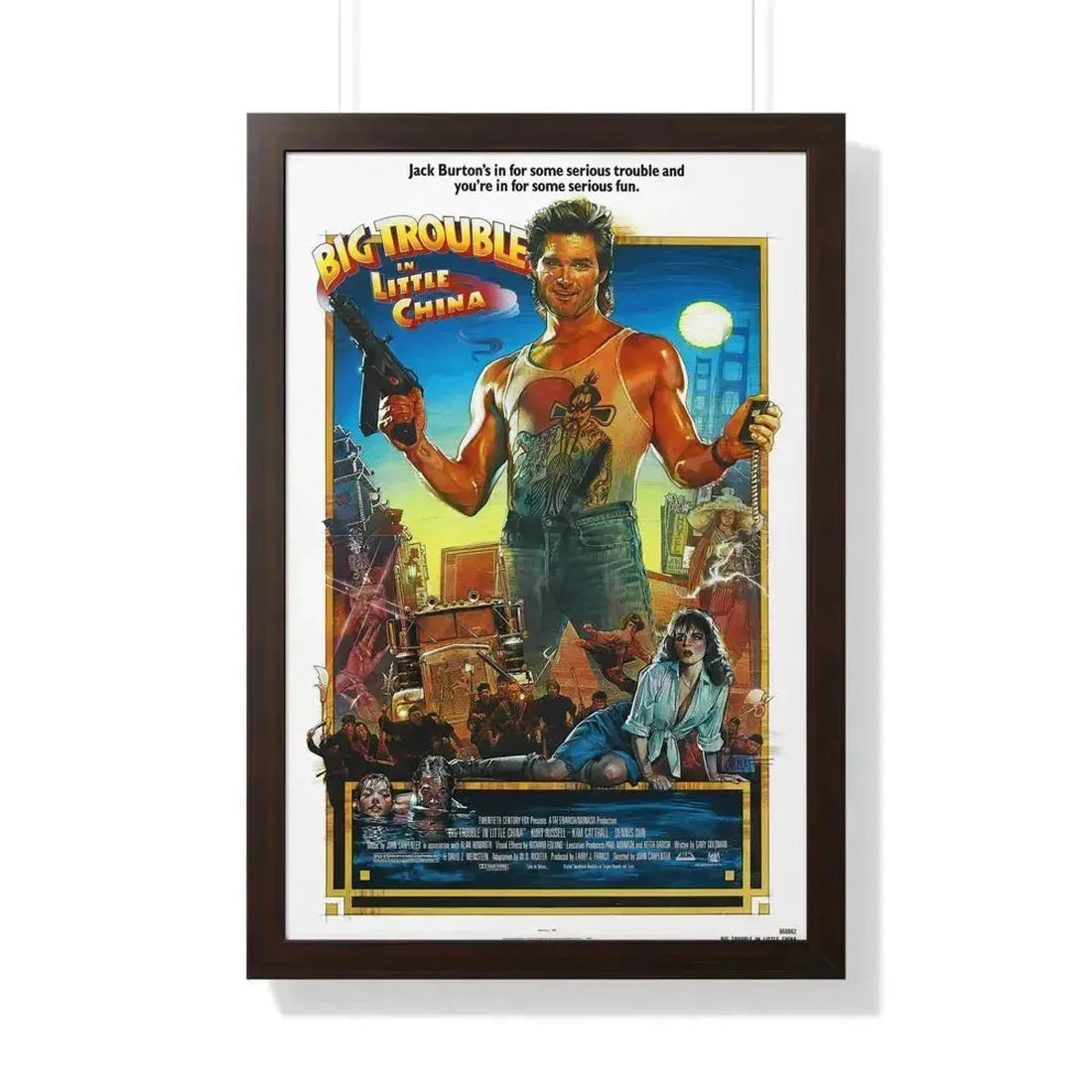 BIG TROUBLE IN LITTLE CHINA (2) 1986 - Framed Movie Poster 20" x 30" Walnut - The Sticker Space