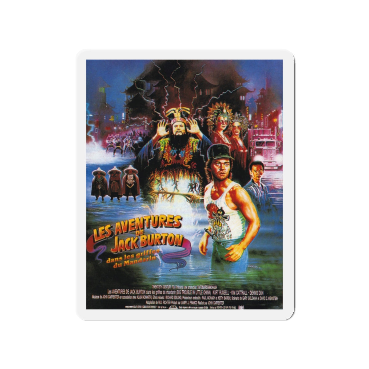 BIG TROUBLE IN LITTLE CHINA (FRENCH) 1986 Movie Poster - Die-Cut Magnet-2" x 2"-The Sticker Space