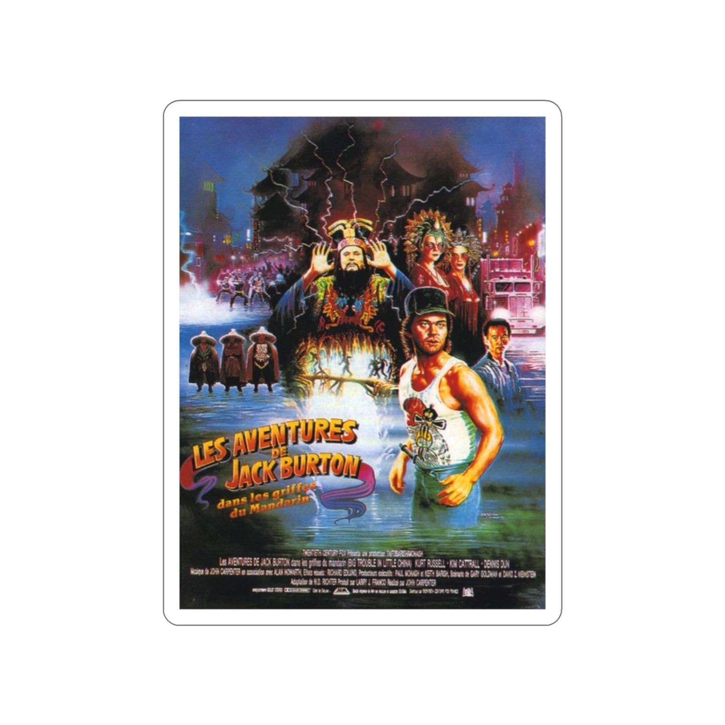 BIG TROUBLE IN LITTLE CHINA (FRENCH) 1986 Movie Poster STICKER Vinyl Die-Cut Decal-2 Inch-The Sticker Space