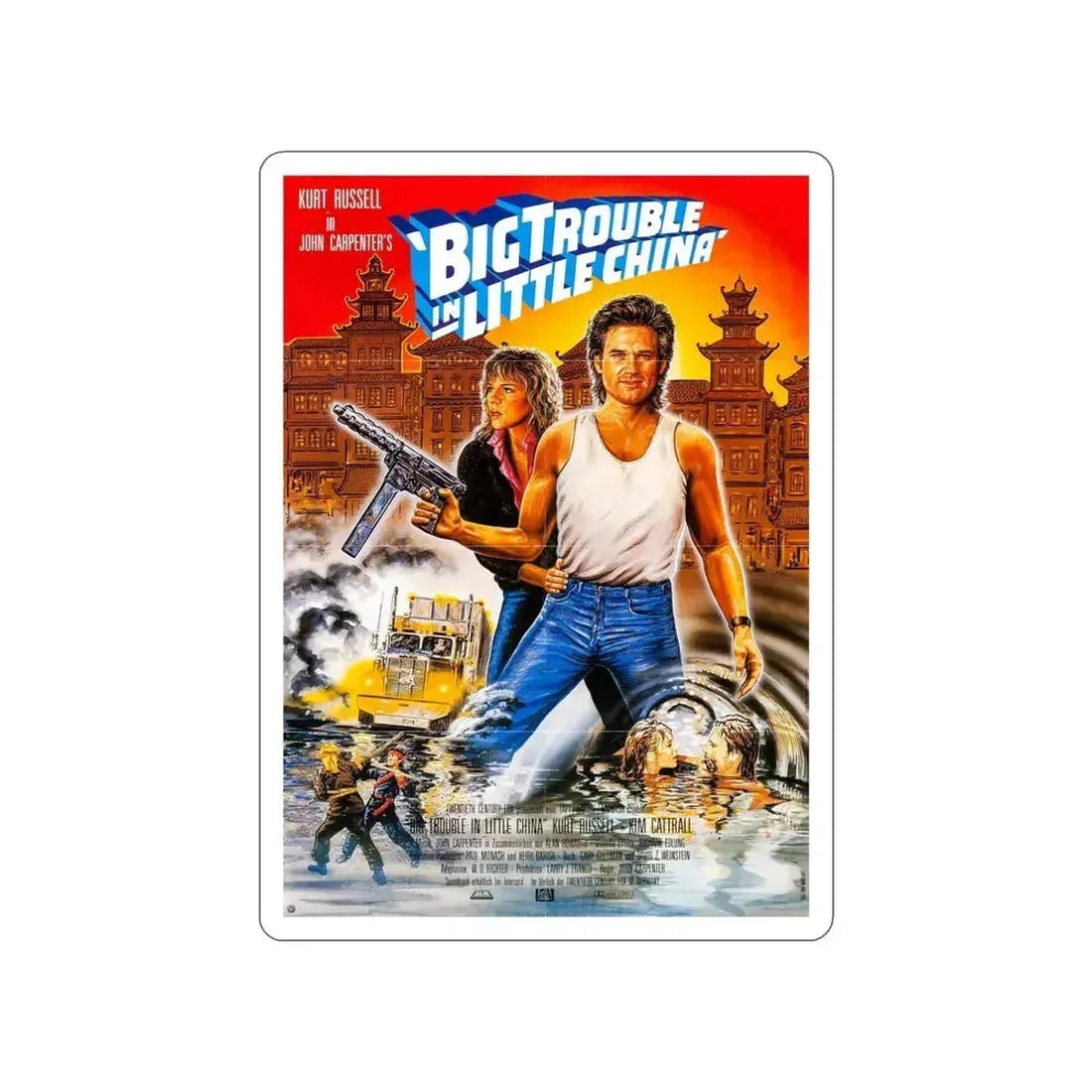 BIG TROUBLE IN LITTLE CHINA (GERMAN) 1986 Movie Poster STICKER Vinyl Die-Cut Decal - The Sticker Space