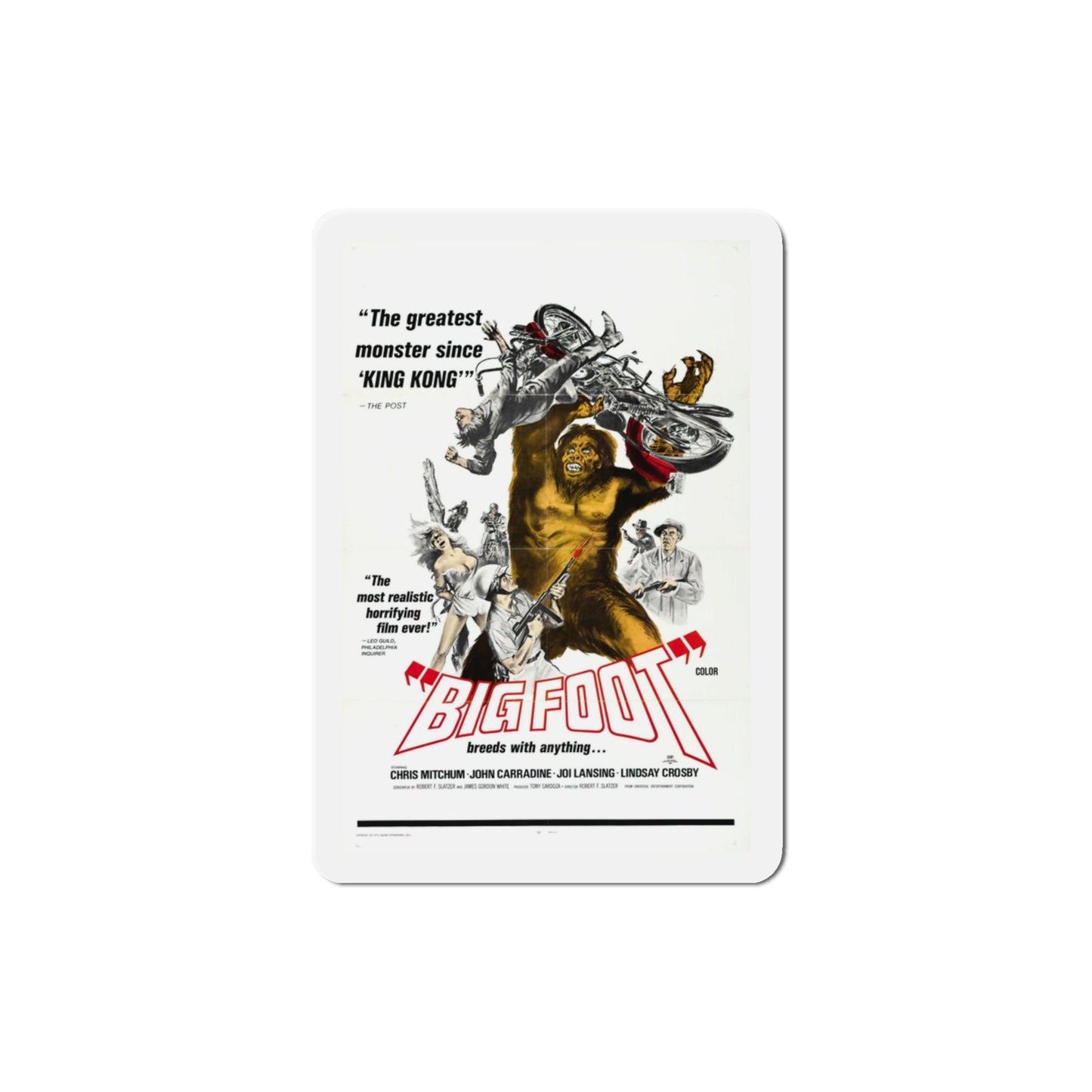 Bigfoot 1970 Movie Poster Die-Cut Magnet-3 Inch-The Sticker Space