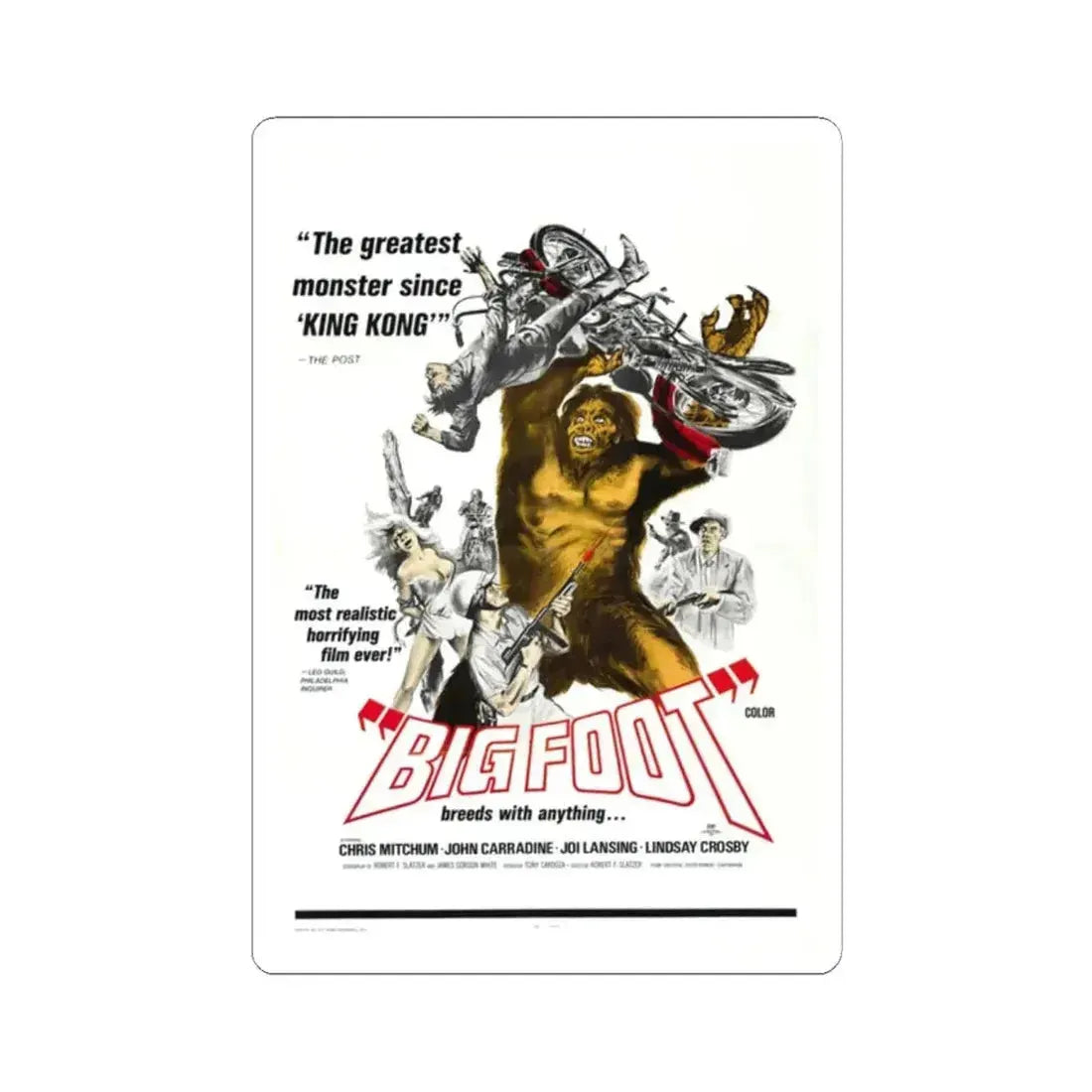BIGFOOT 1970 Movie Poster - STICKER Vinyl Kiss-Cut Decal 2 Inch White - The Sticker Space