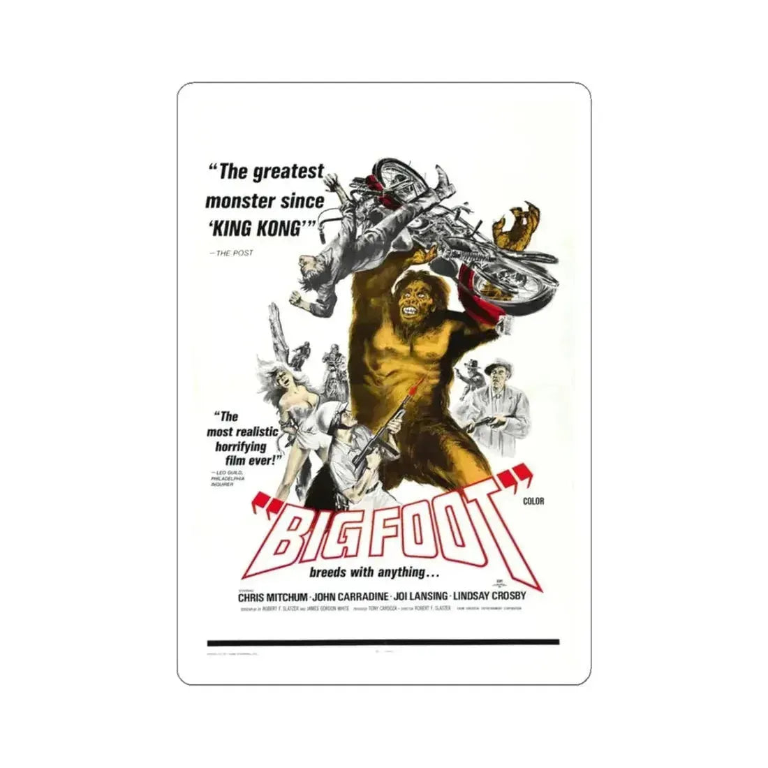 BIGFOOT 1970 Movie Poster - STICKER Vinyl Kiss-Cut Decal 3 Inch White - The Sticker Space