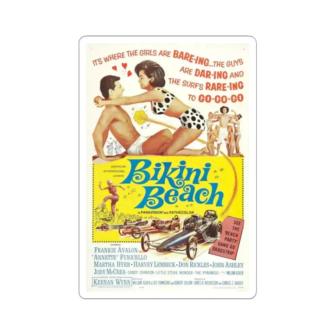 Bikini Beach 1964 Movie Poster - STICKER Vinyl Kiss-Cut Decal 6 Inch White - The Sticker Space