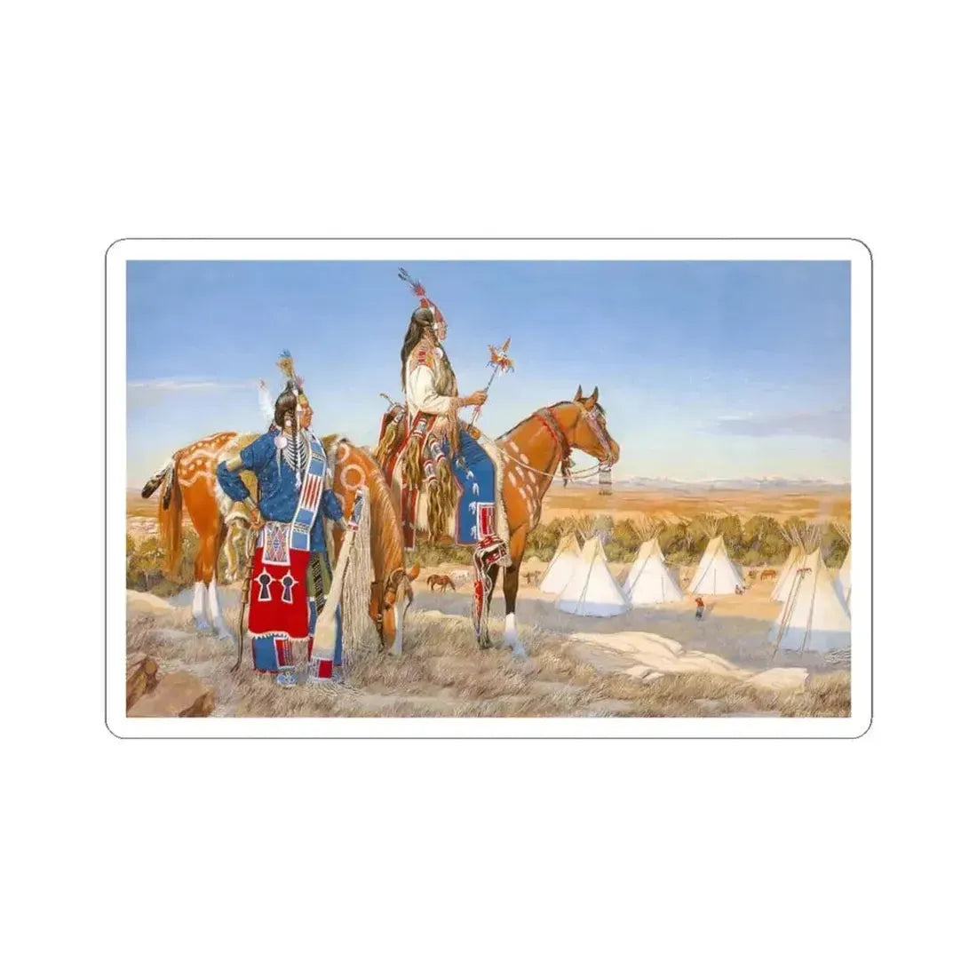 Bill Holm - Dandies (Crow) (Native Americans in Art) STICKER Vinyl Kiss-Cut Decal 4 Inch White - The Sticker Space