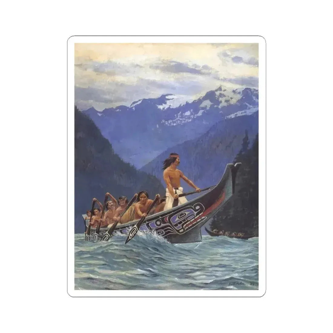 Bill Holm - Kwakiutl Canoes (Native Americans in Art) STICKER Vinyl Kiss-Cut Decal 3 Inch White - The Sticker Space