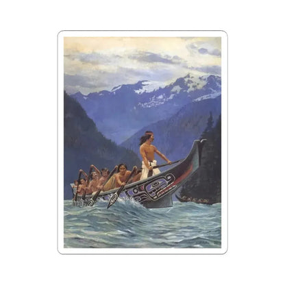 Bill Holm - Kwakiutl Canoes (Native Americans in Art) STICKER Vinyl Kiss-Cut Decal 3 Inch White - The Sticker Space