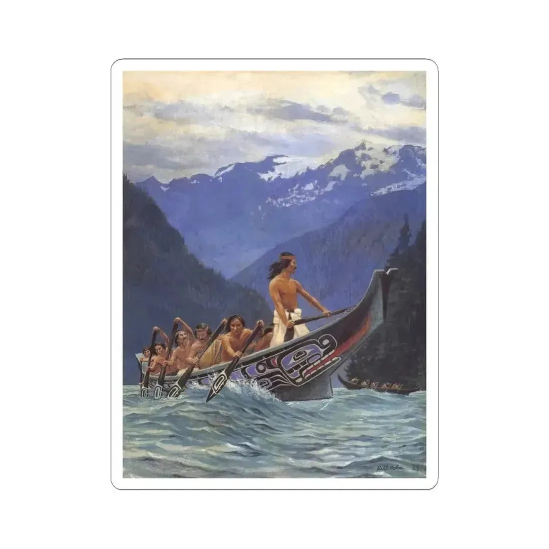 Bill Holm - Kwakiutl Canoes (Native Americans in Art) STICKER Vinyl Kiss-Cut Decal 4 Inch White - The Sticker Space