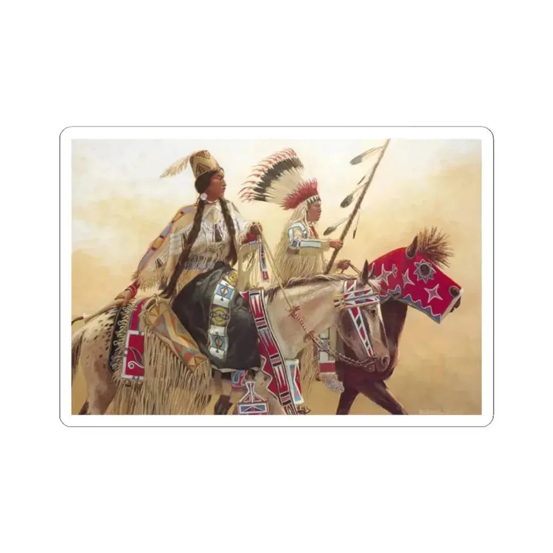 Bill Holm - Parade (Native Americans in Art) STICKER Vinyl Kiss-Cut Decal 2 Inch White - The Sticker Space