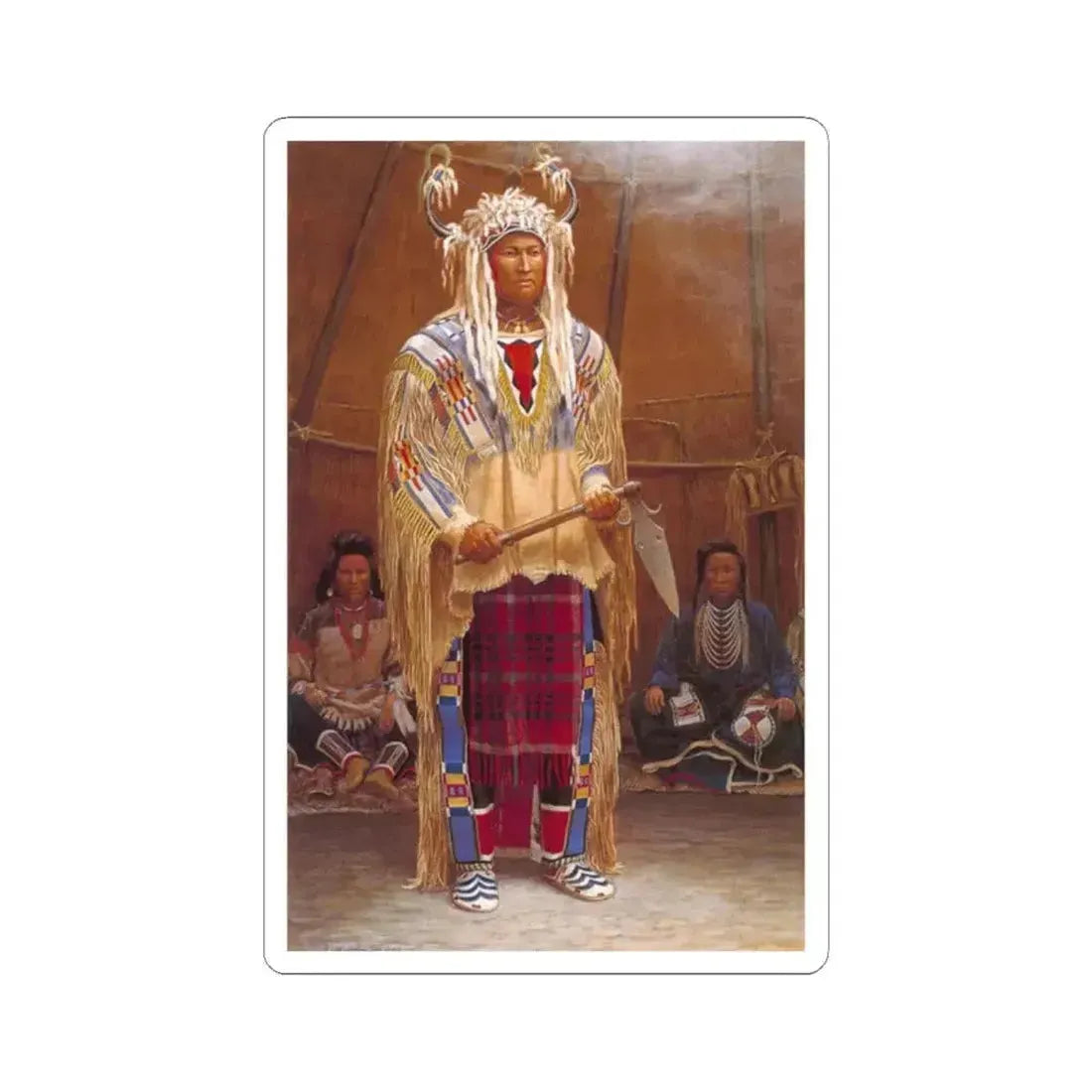 Bill Holm - Spontoon Tomahowk (Native Americans in Art) STICKER Vinyl Kiss-Cut Decal 2 Inch White - The Sticker Space