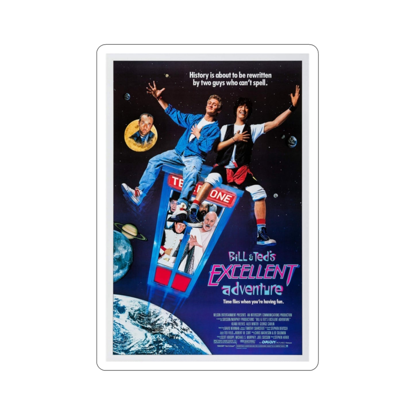 Bill & Ted's Excellent Adventure 1989 Movie Poster STICKER Vinyl Die-Cut Decal-2 Inch-The Sticker Space