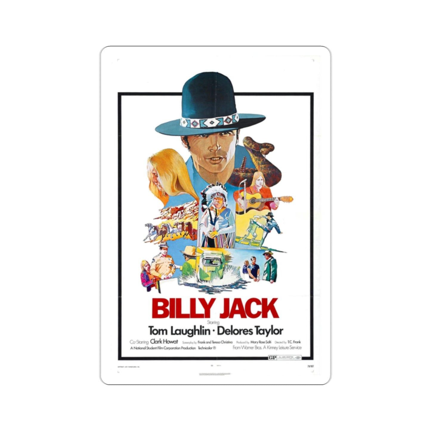 Billy Jack 1973 2 Movie Poster STICKER Vinyl Die-Cut Decal-2 Inch-The Sticker Space