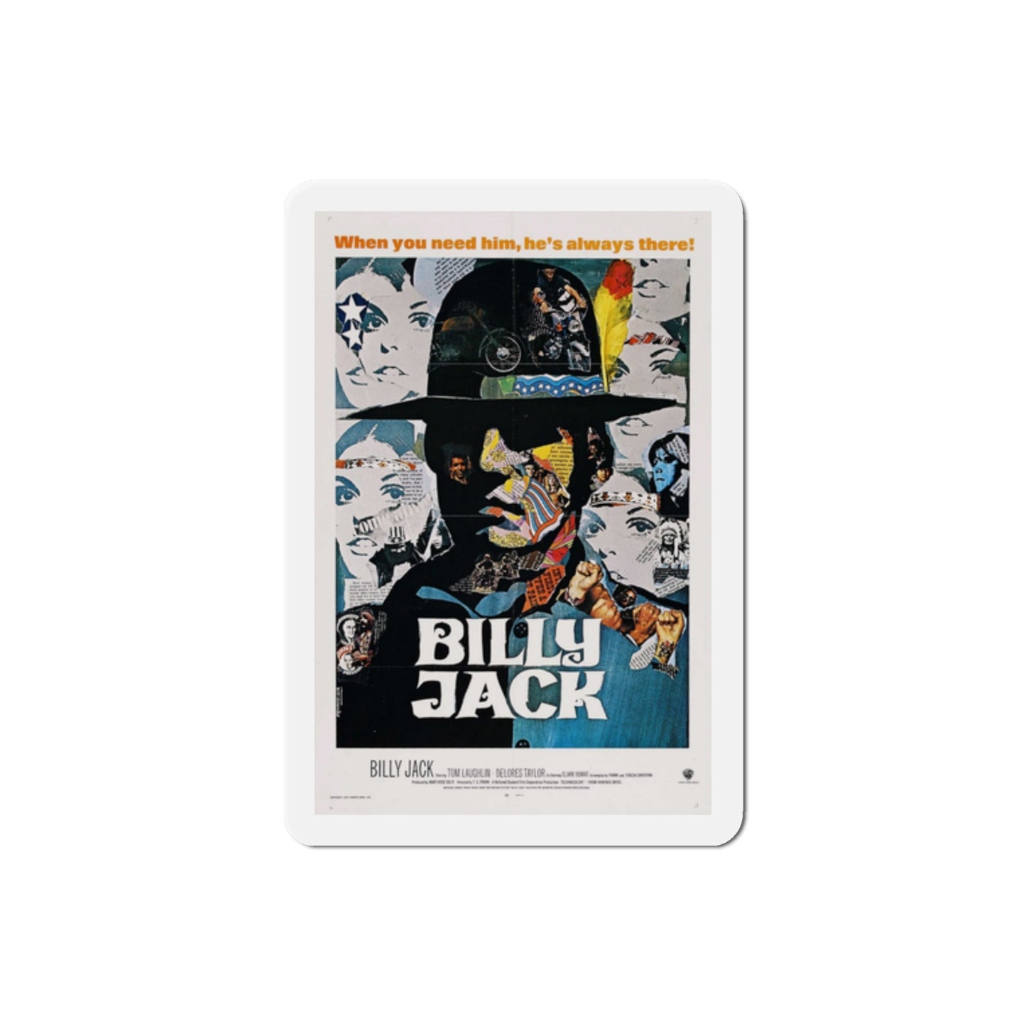 Billy Jack 1973 Movie Poster Die-Cut Magnet-2 Inch-The Sticker Space